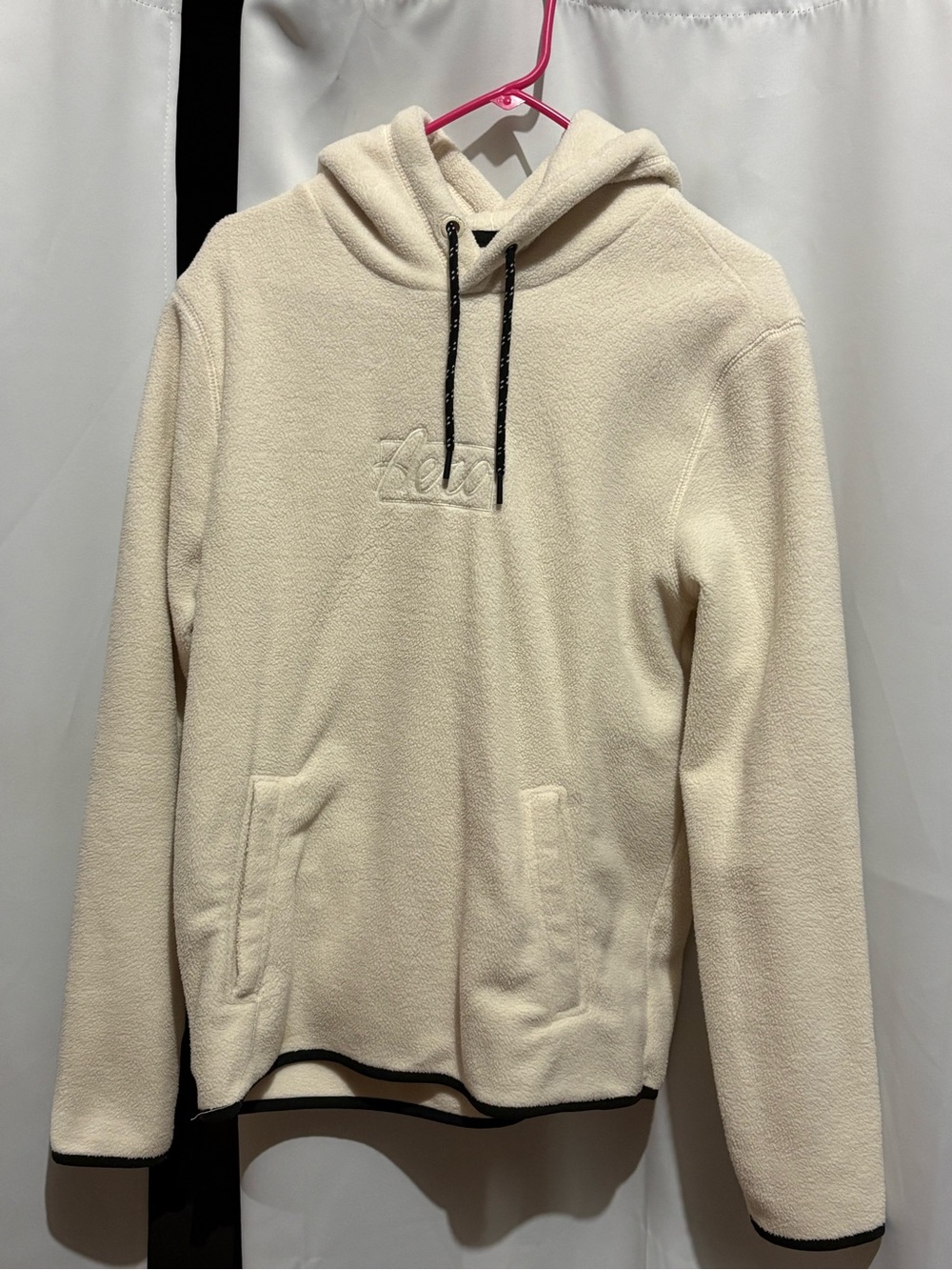 Aeropostale Cream Teddy Fleece Hoodie with Contrast Trim